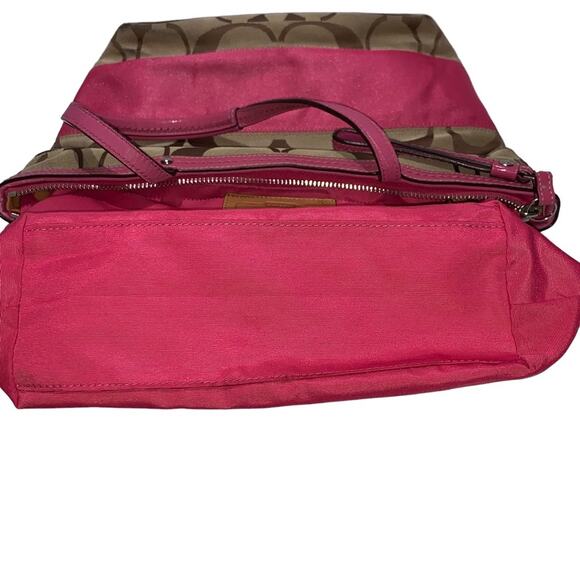 COACH - Signature Classic Canvas pink Stripe small Tote bag/shoulder bag - Picture 6 of 9
